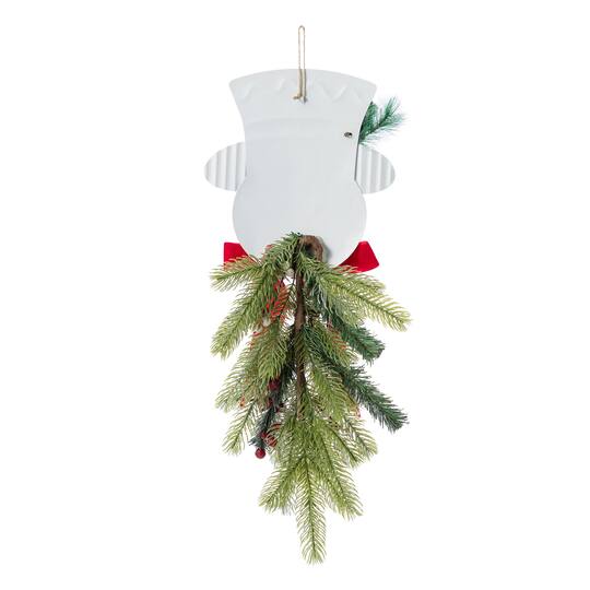 Glitzhome® 25" Greenery Snowman Door Hanger